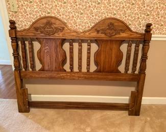 Solid wood, antique queen headboard. Matching dresser already available.