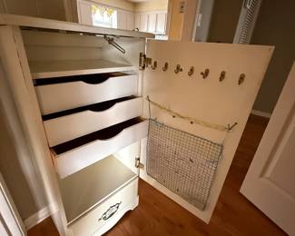 Decorate jewelry dresser and organizer - front and top open to hang necklaces, earrings, and other items. Lots of storage space and organization!