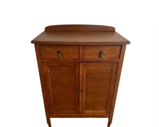 Antique Tiger Oak Two Drawer Cabinet