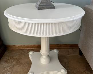 (2) painted white round end tables.....