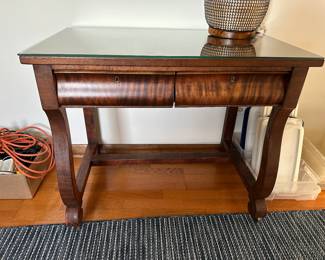 Antique table/desk with glass top