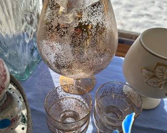 MCM gold flecked brandy set