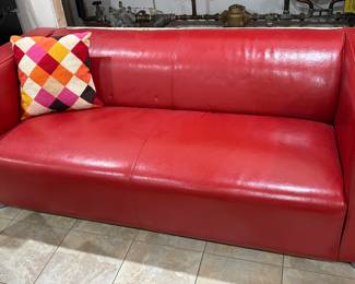 Red pleather sofa