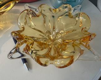 Vintage Chalet glass amber bowl