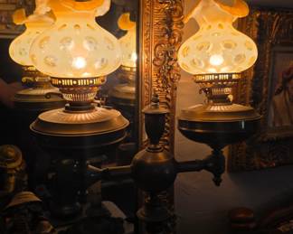 Fenton honeycomb glass lamps