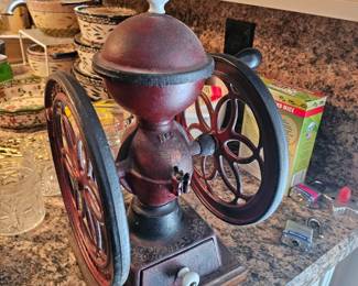 Antique Enterprise Manufacturing Company cast iron coffee grinder.