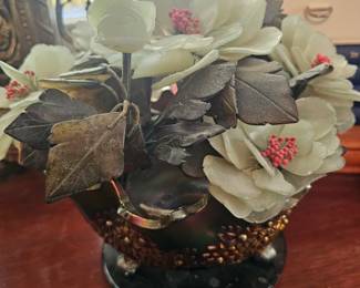 An early 20th-century Chinese carved stone floral centerpiece.