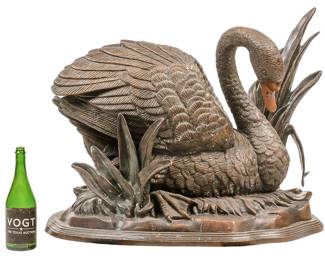  Bronze Swan Sculpture