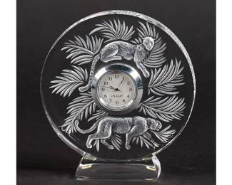 Lalique French Art Glass Mantle Clock