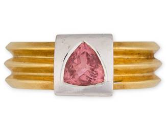 18K DualTone Pink Gemstone Ring
