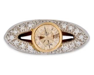 18K white and yellow gold ring,