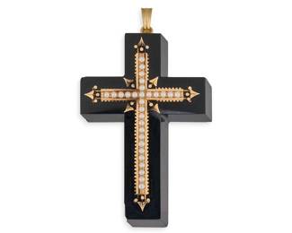Victorian Mourning Cross Pendant