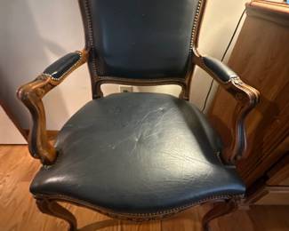 Leather Queen-Anne style armchair