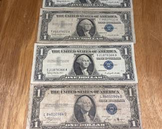 Big collection of one dollar silver certificates