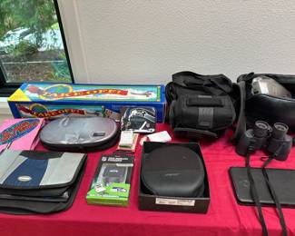 Games, CDs, binoculars, headphones