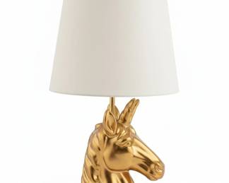 Gold Horse Lamp Base with Shade