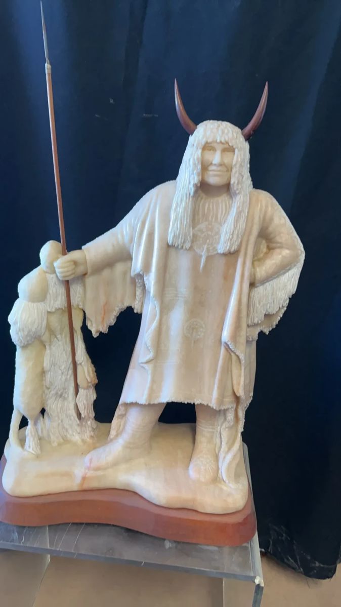 001 Sculpture Signed Elk Woman '94