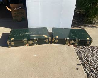 Two Black And Green Slim Sized Footlockers