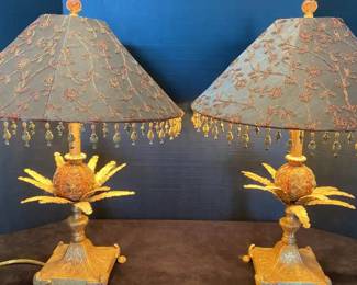Two Ornate Lamps And Shades