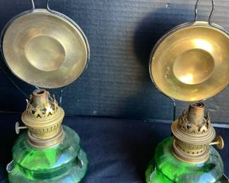 Rare Green Glass Oil Based Lanterns