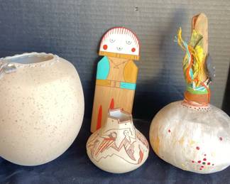 Two Native American Pottery Bowls And More