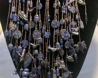 hand carved lapis lazuli and Sterling