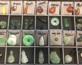 amber and jade pendants