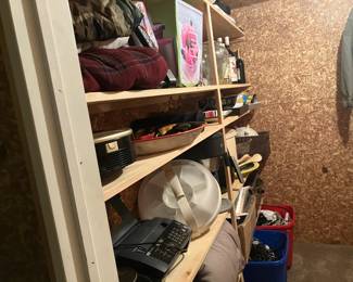Shelves in basement room