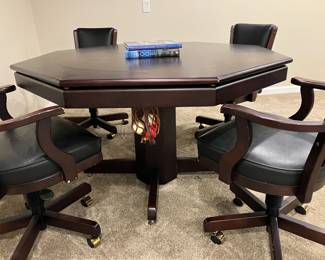 Fantastic poker and bumper pool table with four chairs