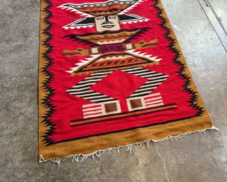 This lot features a vintage Ecuadorian wool tapestry or rug with an Inca pattern that measures, 62” H x 43” W.

