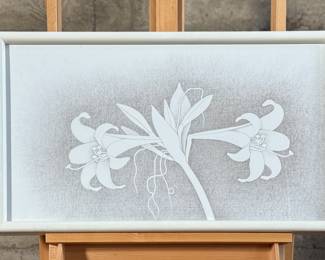 “Silverpoint #144, Naked Ladies”, an original work of art by listed artist, Howard Hack. Professionally framed and measures in frame, 17.5” H x 29.5” W. Howard Edwin Hack (July 6, 1932 – June 11, 2015) was an American representational painter and graphic artist, with works in numerous museum collections. Known for an innovative approach to a variety of media, as well as use of traditional oil paints, Hack began working in the late 1940s.

