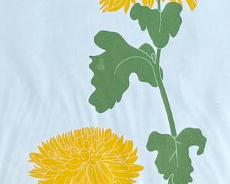 "Dahlia", a limited edition lithograph by listed artist, Henry Evans. Edition 190/245, signed in pencil, professionally framed, and measures in frame, 23.25” H x 17” W. Henry Evans (1918-1990) was a San Francisco Bay Area artist and printmaker known for his minimalist style botanical images. In 1949 he established the Peregrine Press in San Francisco where he began making books and prints for local Bay Area artists.

