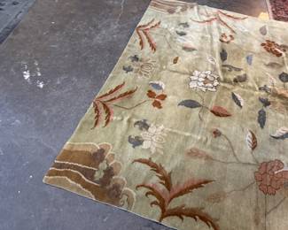 This lot features a rather unique hand-knotted wool rug that measures, 110” H x 72” W.

