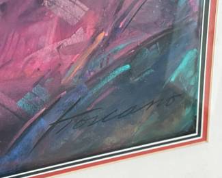 "Santa Clara Pot", an original pastel by listed artist, Dee Toscano. Professionally framed and measures in frame, 39” H x 31” W. Dolores Anita (Dee) Burgess Toscano, a painter and sculptor of Indians and other Western subjects, was born February 19, 1932, in Fort Worth, Texas, growing up there and in Lubbock and Odessa, Texas.

