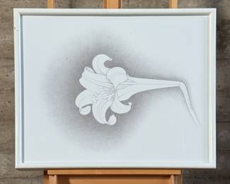 “Silverpoint #148, Lily #7 (left side)”, an original work of art by listed artist, Howard Hack. Professionally framed and measures in frame, 25.5” H x 31.5” W. Howard Edwin Hack (July 6, 1932 – June 11, 2015) was an American representational painter and graphic artist, with works in numerous museum collections. Known for an innovative approach to a variety of media, as well as use of traditional oil paints, Hack began working in the late 1940s.

