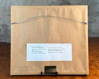 "Beijing Landscape and Figure", an original work of art by listed artist, Eleanor Dickinson circa 1990. Professionally framed and measures in frame, 13” H x 14.5” W.

