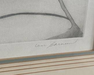 This lot features a limited edition etching by listed artist, William Barnum. Edition 21/200, titled and signed by the artist. Professionally framed and measures in frame, 36.5” H x 28” W. William Barnum California Artist, listed as specializing in Seascapes, and at times Beachscapes. He is worked in mixed medium but most of his work turns up in water colors.

