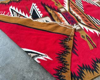 This lot features a vintage Ecuadorian wool tapestry or rug with an Inca pattern that measures, 62” H x 43” W.

