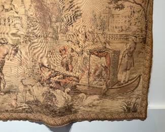 This lot features a vintage French tapestry that measures, 54” H x 70” W.

