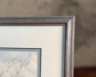 "Beijing Landscape and Figure", an original work of art by listed artist, Eleanor Dickinson circa 1990. Professionally framed and measures in frame, 13” H x 14.5” W.

