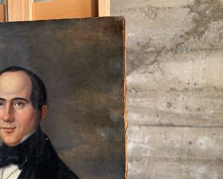 This lot features a stunning 19th century oil on canvas portrait by listed artist, Charles Volkmar Senior. This portrait is claimed to be the publisher of the Philadelphia Ledger in 1860. This piece measures, 30” H x 25” W. Charles Volkmar (1809 – 1880) was active/lived in United States, Germany. Charles Volkmar is known for portrait and landscape paintings.

