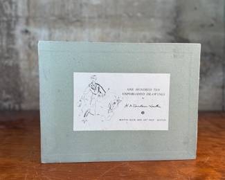 "One Hundred Ten Unpublished Drawings", a 1955 limited edition hardcover book by H. de Toulouse Lautrec. The book contains reproductions of drawings from Henri de Toulouse-Lautrec’s sketchbook. Edition 647/1500.


