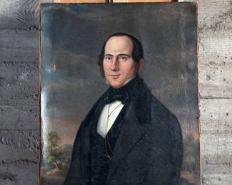 This lot features a stunning 19th century oil on canvas portrait by listed artist, Charles Volkmar Senior. This portrait is claimed to be the publisher of the Philadelphia Ledger in 1860. This piece measures, 30” H x 25” W. Charles Volkmar (1809 – 1880) was active/lived in United States, Germany. Charles Volkmar is known for portrait and landscape paintings.


