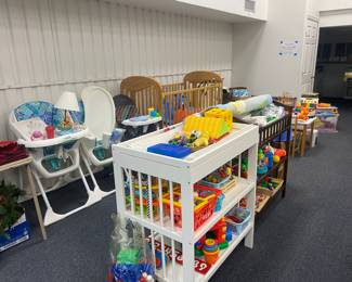 Assortment of Highchairs, Changing Tables and Toy