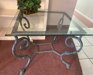 Glass Wrought Iron Coffee Table
