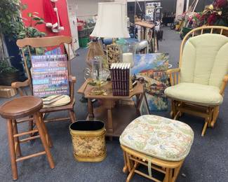 Stools, Rockers, Decoratives, Table Lamps, Artwork  