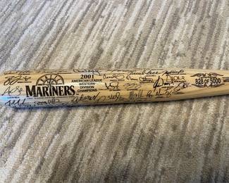 Seattle Mariners 2001 American League Western Division Champions Engraved Autographed Baseball Bat