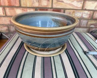 Blue & Brown Glazed Pottery Jardiniere