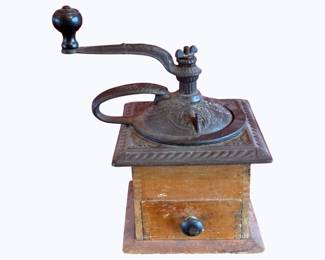 174 - Antique Coffee Grinder - 6.5 x 6 x 12 used as-is electric/electronic/mechanical item - no guarantee all components, untested.
