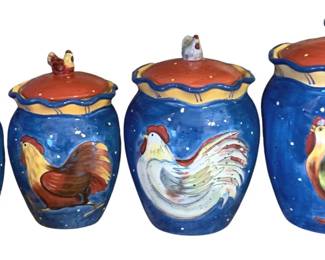 45 - Susan Wingets 4pc. Canister Set Certified International - 6, 8, 9 & 11" tall
